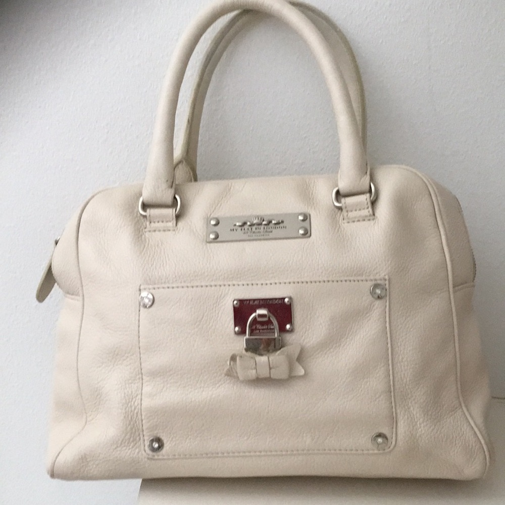 Brighton My Flat in London off white Soft Leather satchel / Hobo Bag